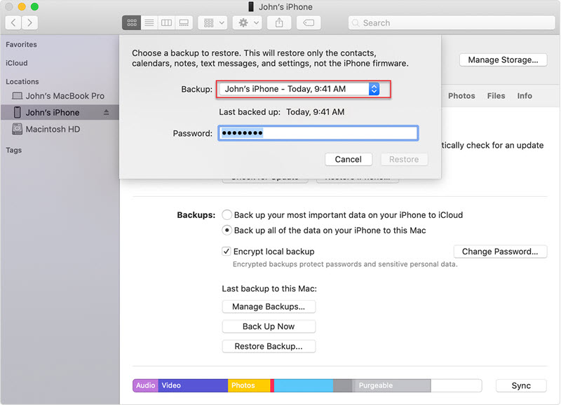restore backup by itunes