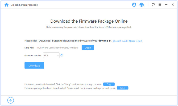 download firmware package to unlock iphone