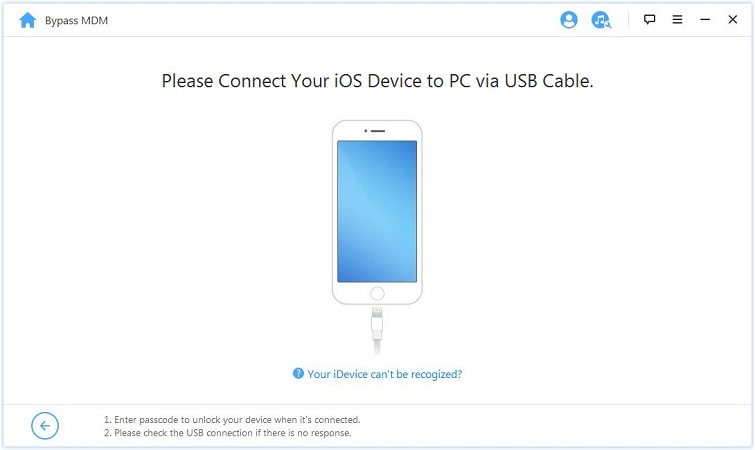 connect your idevice to pc for deleting mdm lock and removing mdm profile from ipad/iphone